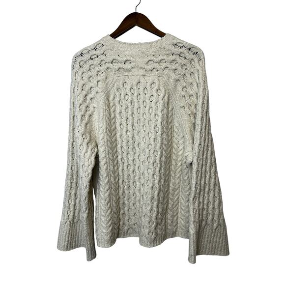 J.Crew Cotton-Blend Bouclé Cable Knit Sweater XL Wide Sleeve Fuzzy Soft - Picture 3 of 12
